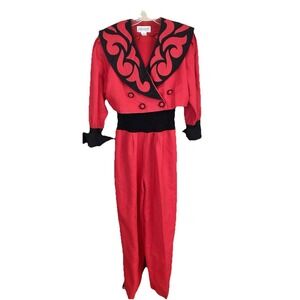 80's VTG‎ Jumpsuit Side Effects  Red Black Sz S NewWave Punkrock  Grung